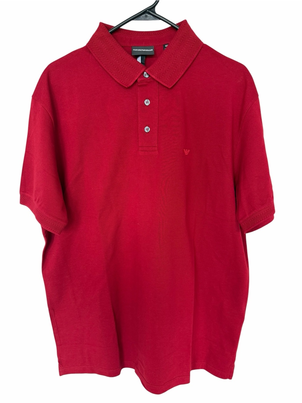 ✅ NWT Emporio Armani Red Short-Sleeve Polo with Textured Collar & sleeve hem XXL
